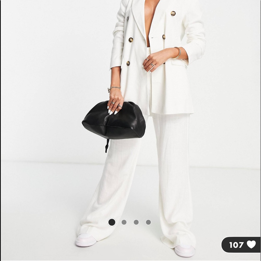 ASOS design linen wide leg relaxed flare pants in white